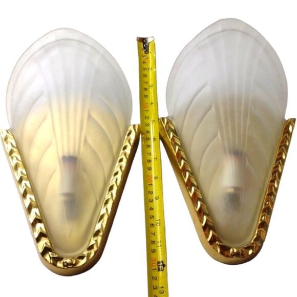 Artcraft Electric Luminaire Art Deco Style Solid Brass Slip Shade Sconce Lights - Picture 10 of 11